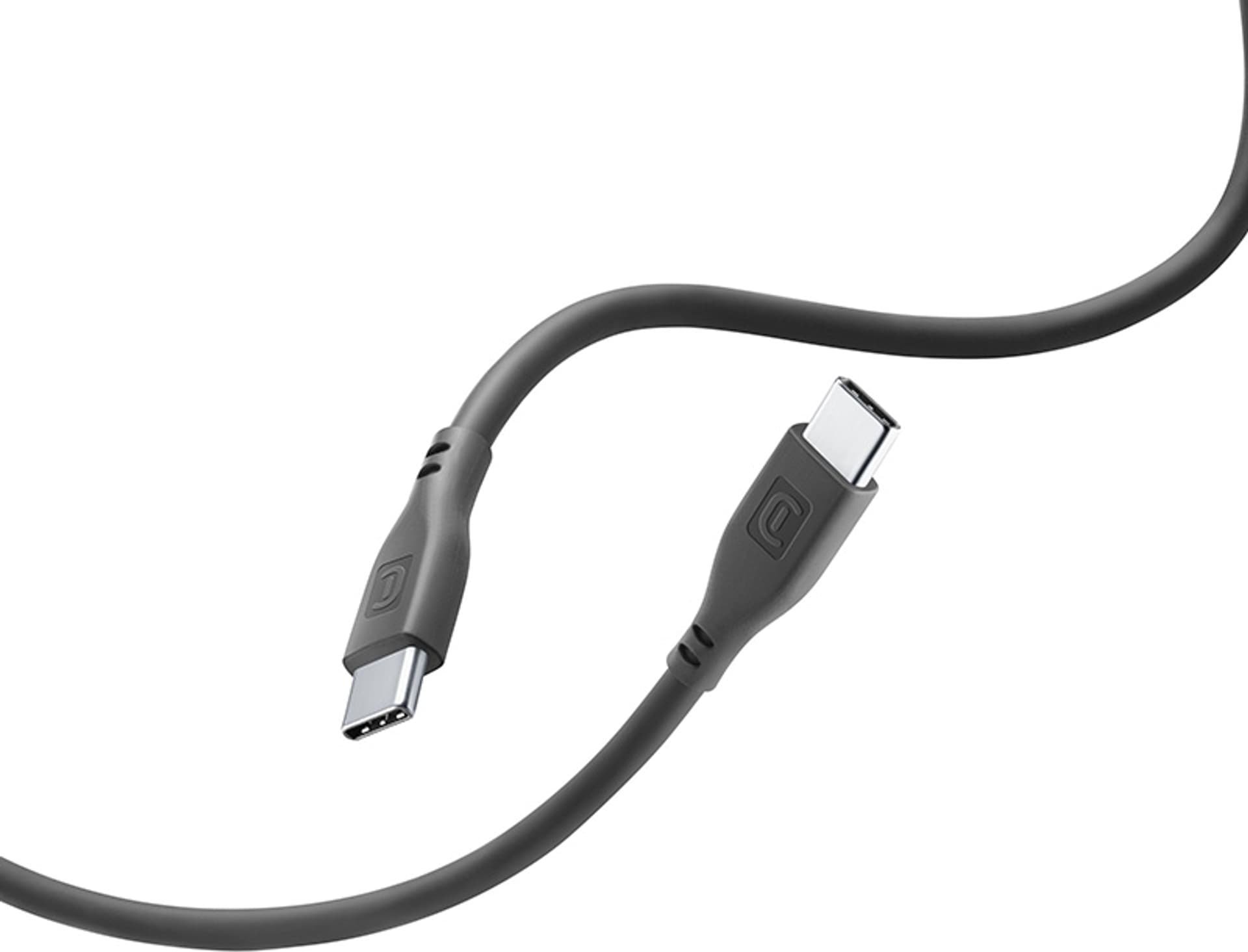 Kabllo Cellularline Soft USB C në USB C, karikim dhe të dhëna, e zezë
