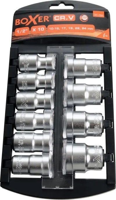 Сет битови Боксер 1/2", 10 парчиња, големина до 24 mm