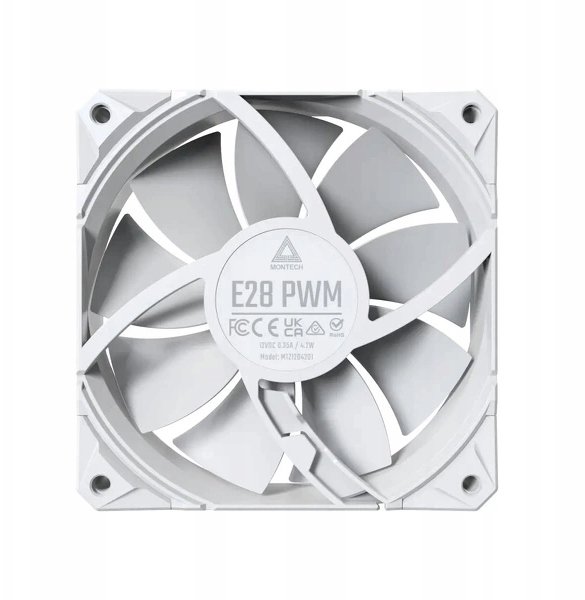 Ventilator keste Montech E28 PWM, 120mm, i bardhë