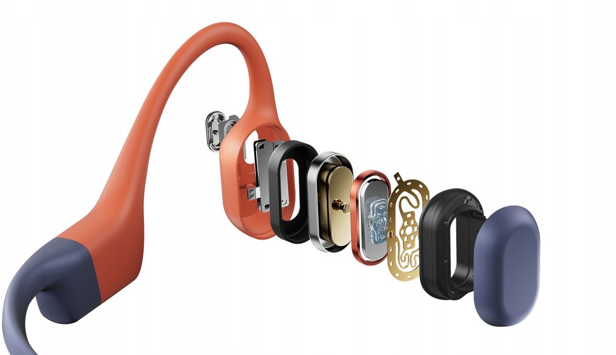 Kufje sportive Shokz OpenSwim Pro, Bluetooth MP3, IP68, të kuqe portokalli