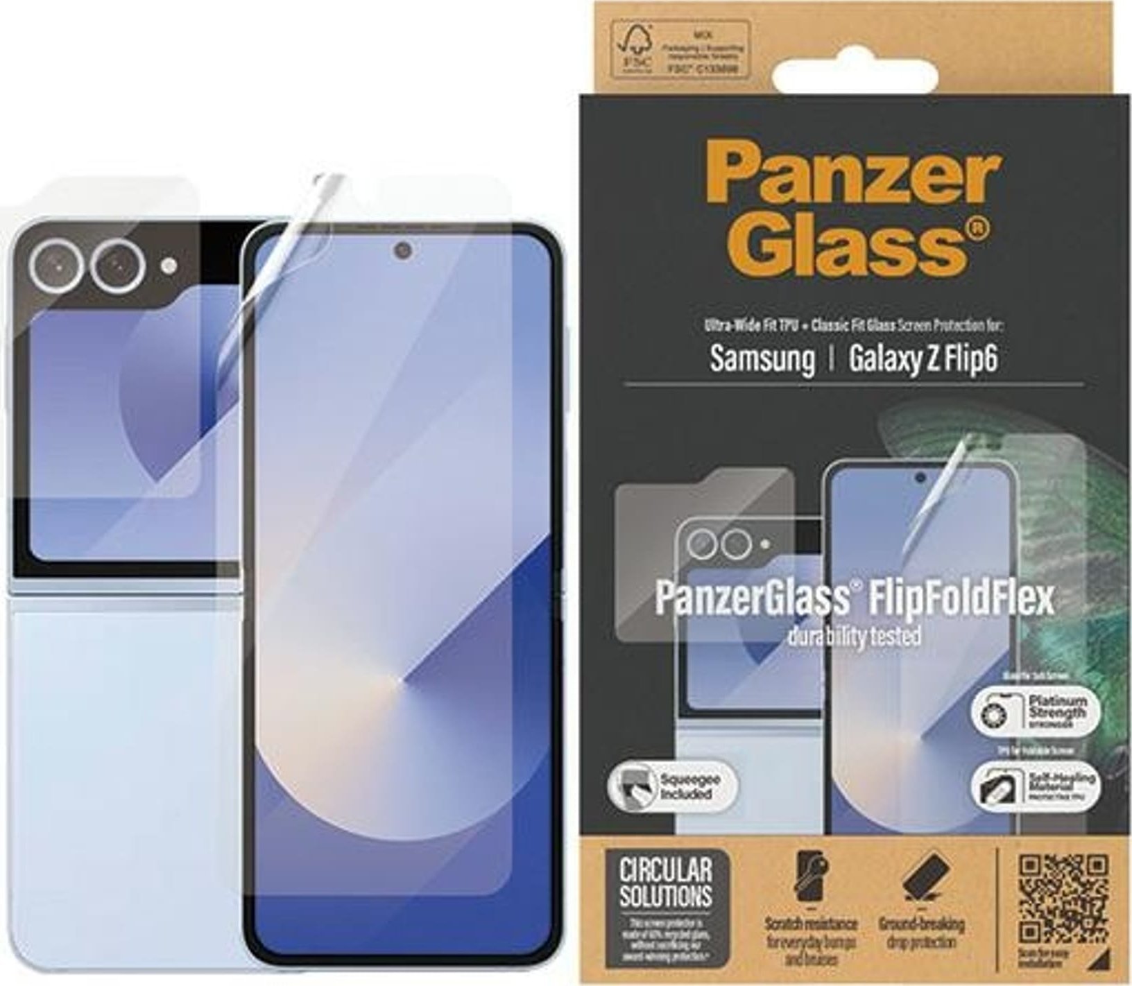 Mbrojtës ekrani SAFE by PanzerGlass, për Samsung Galaxy Z Flip6, Ultra Wide Fit TPU, transparant