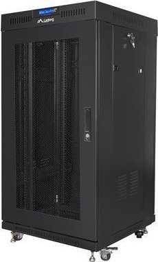 Kabinet rack 19" Lanberg FF01, 22U, 600x600 mm, derë rrjetë, i zi