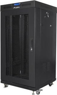 Kabinet rack 19" Lanberg FF01, 22U, 600x600 mm, derë rrjetë, i zi