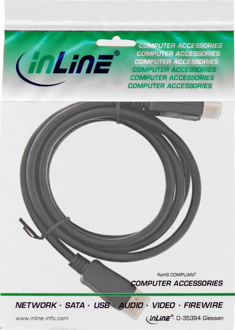 Kabllo DisplayPort InLine 17103P, 3m, 4K 60Hz, e zezë