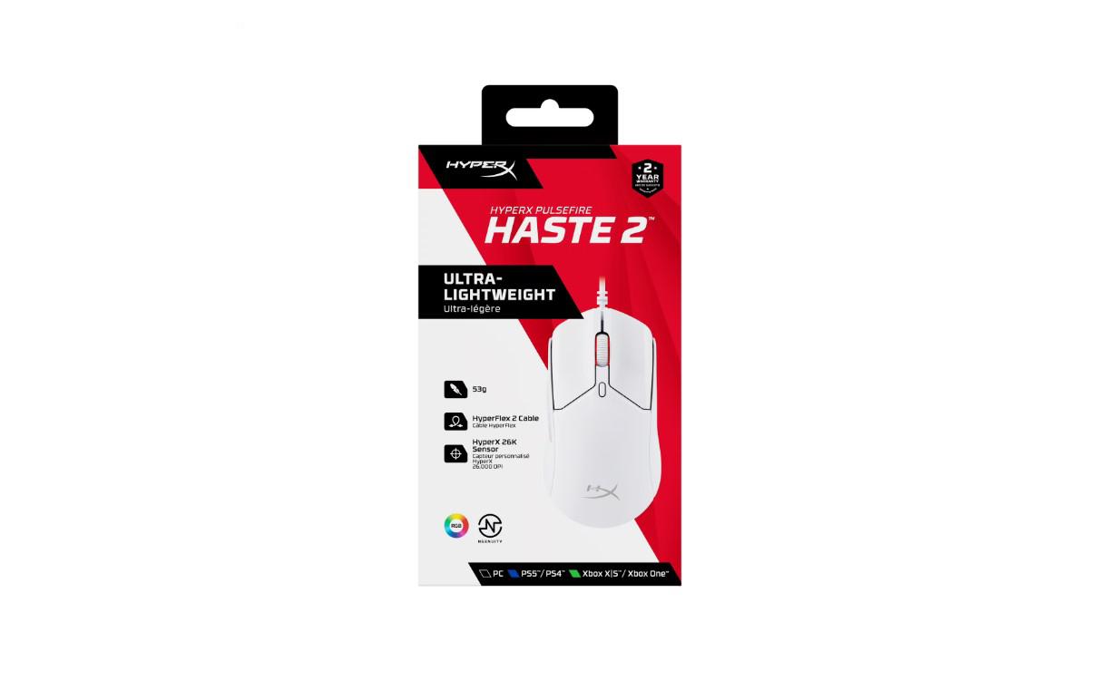 Mouse gaming HyperX Pulsefire Haste 2, 26K DPI, me kabllo, i zi
