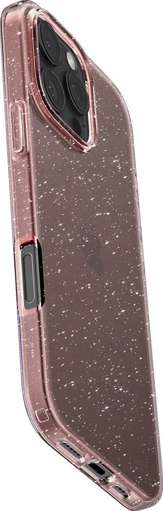 Mbështjellës telefoni Spigen Liquid Crystal Glitter për iPhone 16 Pro, transparent me shkëlqim, Rose Quartz