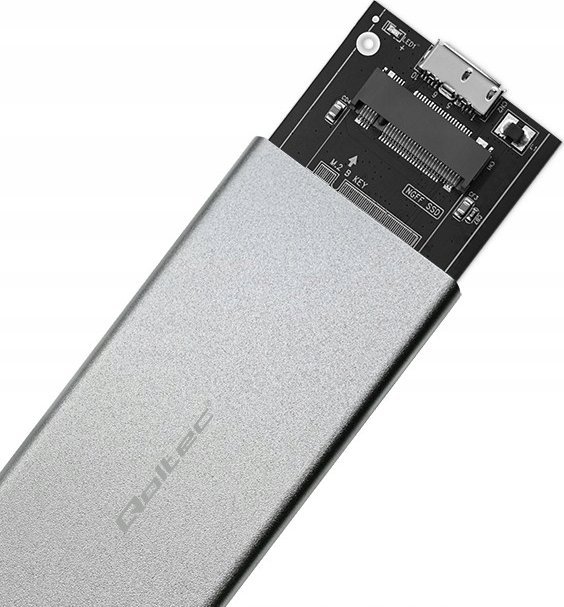 Kuti ekstern Qoltec për SSD M.2 SATA NGFF, USB 3.0, deri 2TB, argjendtë