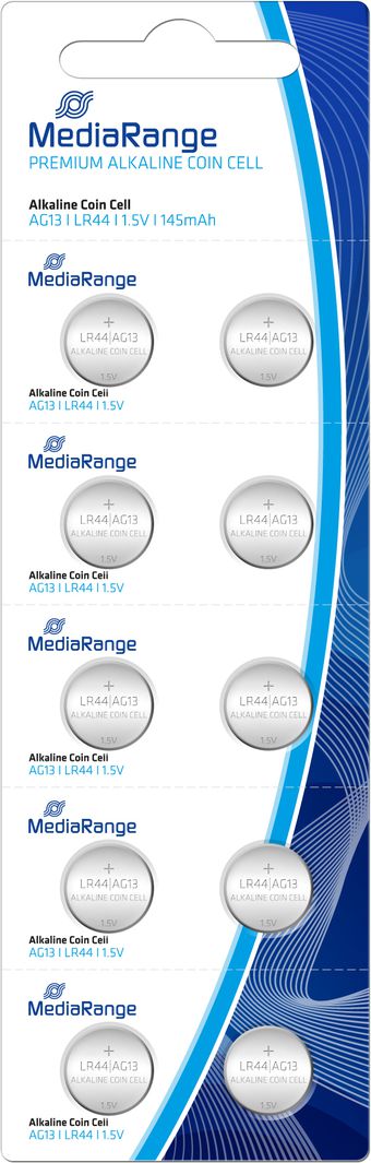 Bateri alkaline MediaRange LR44, 145mAh, paketim 10 copë