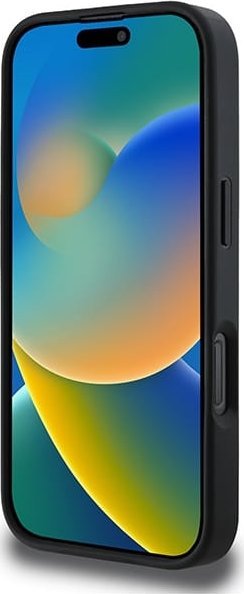 Mbulesë telefoni DKNY PU Leather Checkered për iPhone 16 Pro Max, model me vija, e zezë