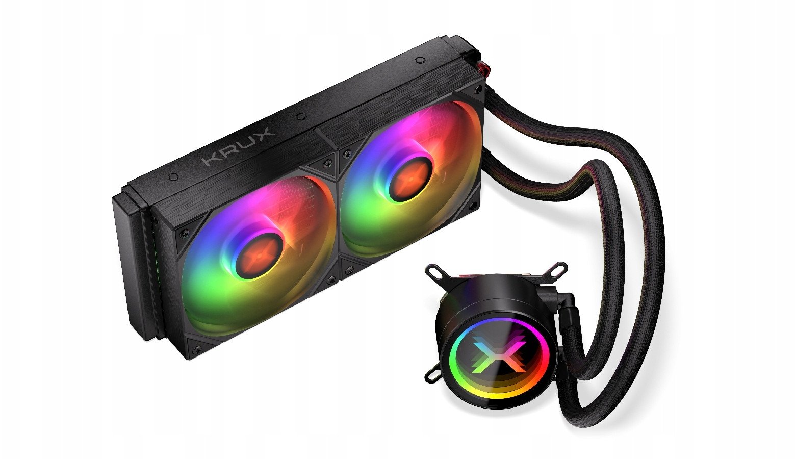 Ладење со вода за процесор Krux HydroX 240 ARGB, 240mm, два вентилатори 120mm PWM, со ARGB