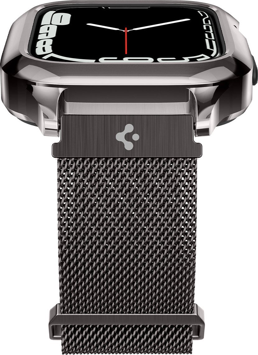 Set rrip dhe mbrojtëse Spigen Metal Fit Pro për Apple Watch 7 8 45mm, metalik, ngjyrë grafit