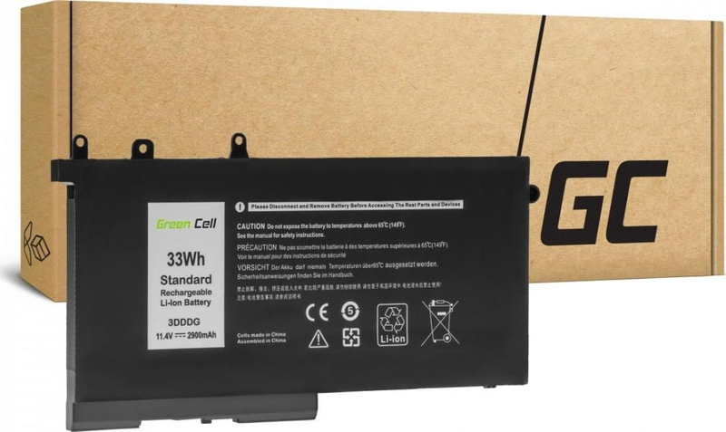 Bateri laptopi Green Cell 3DDDG 3S1P, 2900mAh, 11.4V, e zezë