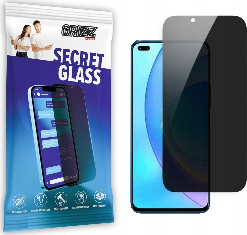 Заштитно стакло GrizzGlass Matte SecretGlass за Hi nova 9Z, цел екран, мат ефект, проѕирно