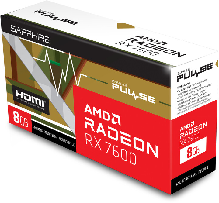 Графичка картичка Sapphire PULSE AMD Radeon™ RX 7600 GAMING 8GB, 8GB GDDR6