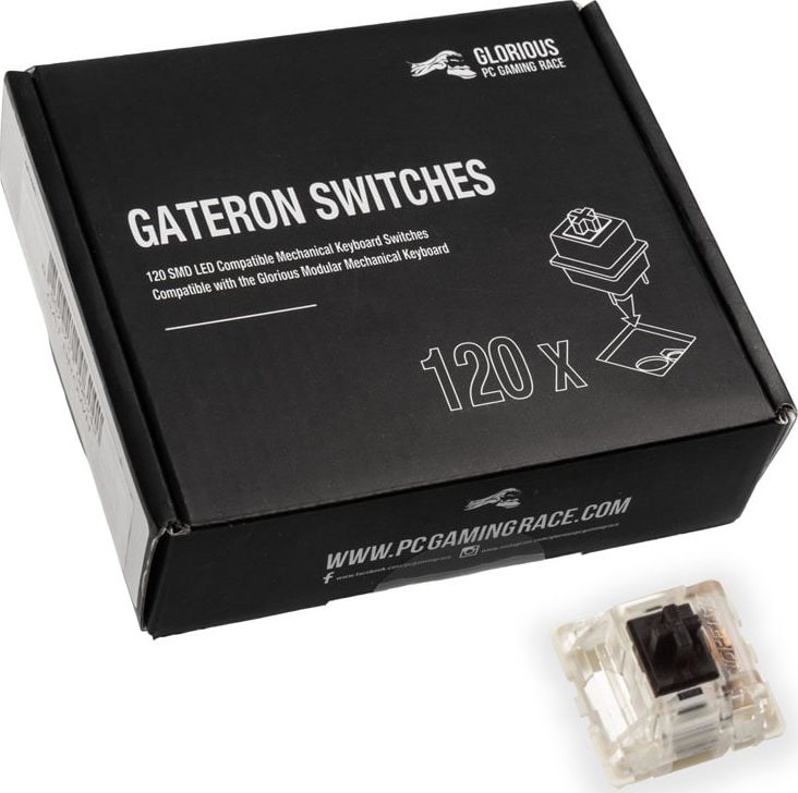 Switche mekanike Glorious Gateron Black, lineare, 50 g forcë, 120 copë
