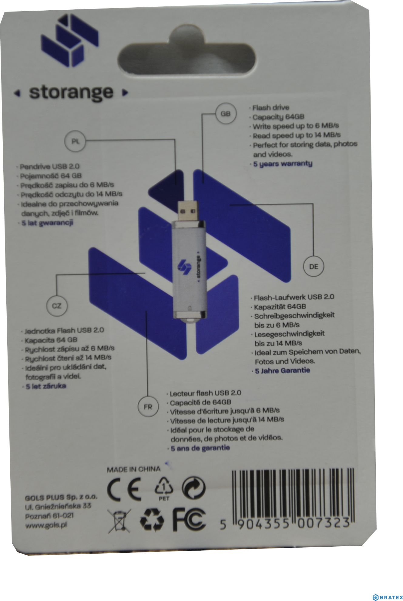 USB Storange STO30, 64GB, USB 2.0, e zezë