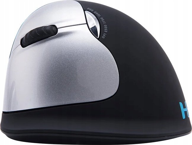 Mouse ergonomik R-Go Tools R-Go Mouse HE, për dorën e majtë, Bluetooth, madhësi e madhe, i zi argjendtë