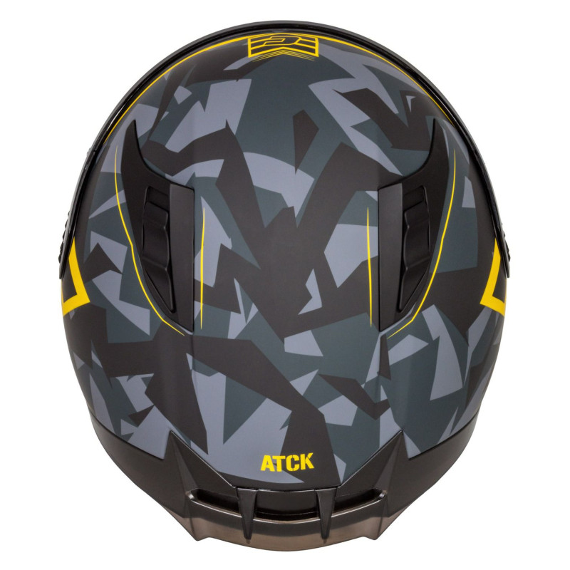 Helmetë motoçiklete Cassida Aero ATCK, integrale, me 2 vizore, gri kamuflazh e zezë e verdhë neon