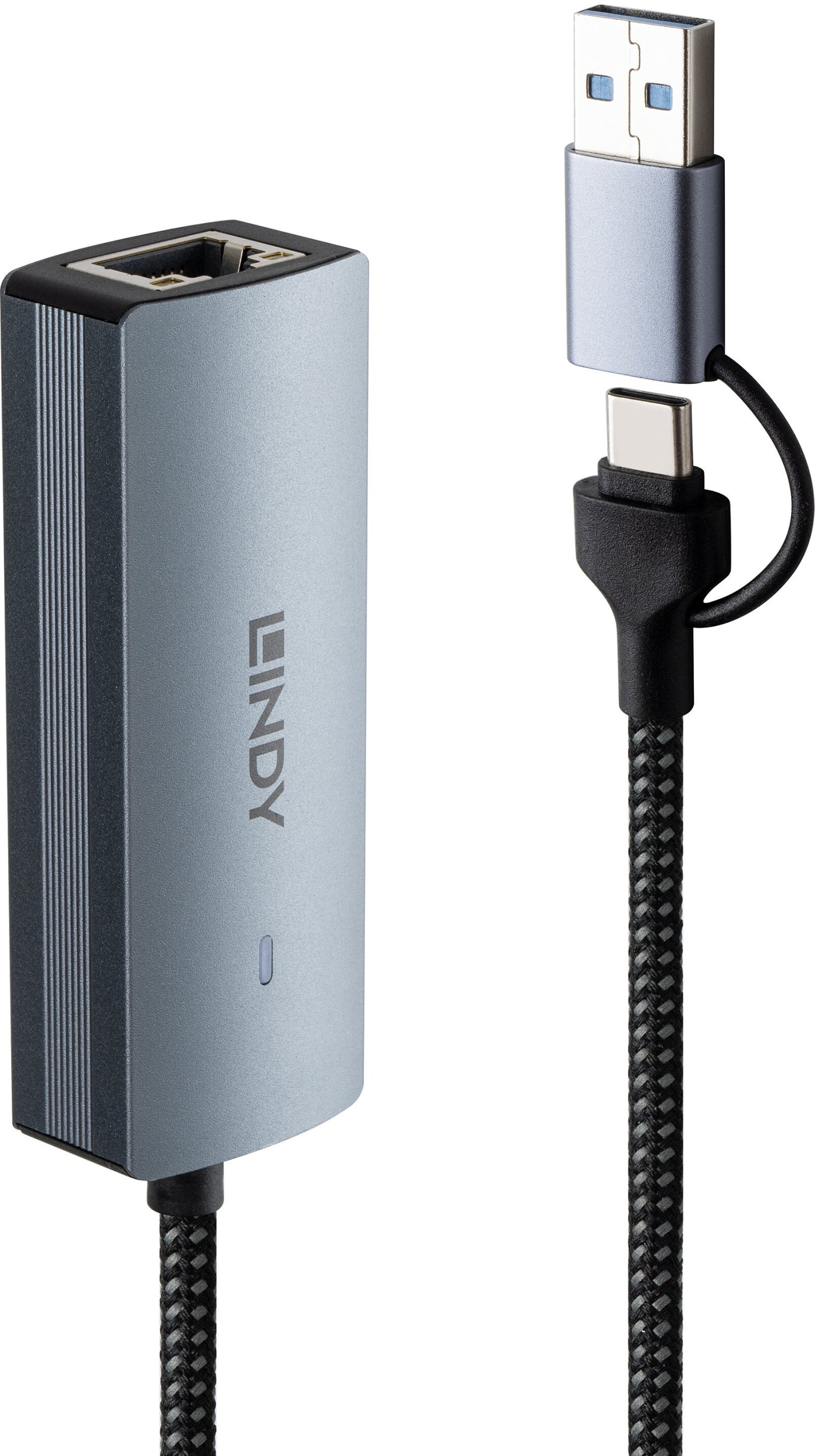 Adapter USB C në Ethernet 5G Lindy, USB 3.2 Gen 1, gri