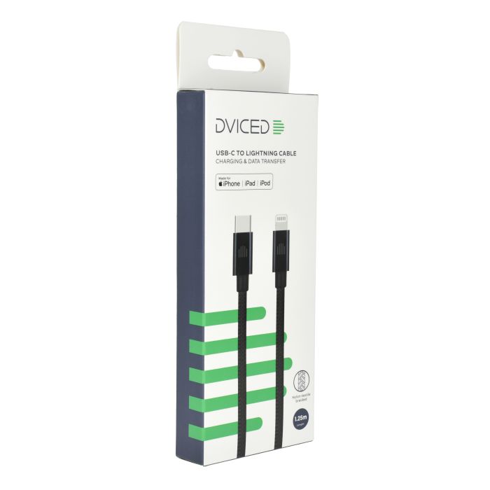 Dviced Cable USB-C To Lightning Nylon Textile 1,25M, Black