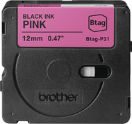 Shirit etiketimi Brother BTAGP31, 12mm, tekst i zi në rozë, rozë