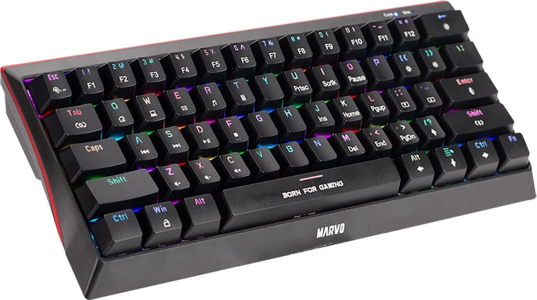 Tastierë gaming Marvo KG962EN B, mekanike Blue, 60%, me drita, e zezë