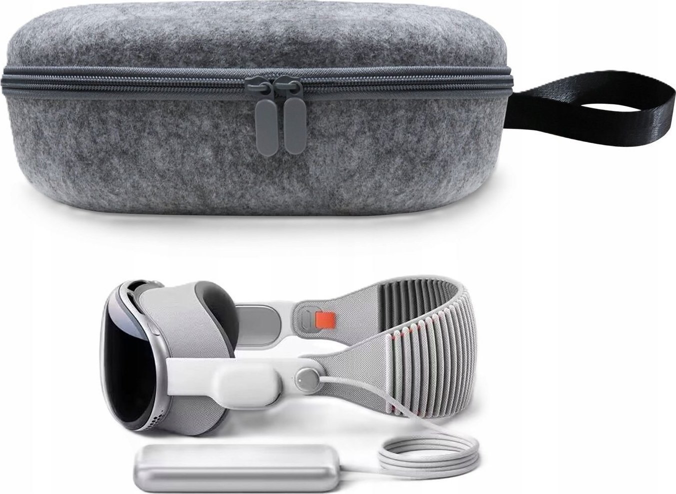 Set mbrojtës 3 në 1 JYS për Apple Vision Pro, kuti transporti, rrip krahu dhe organizues kabllosh, gri