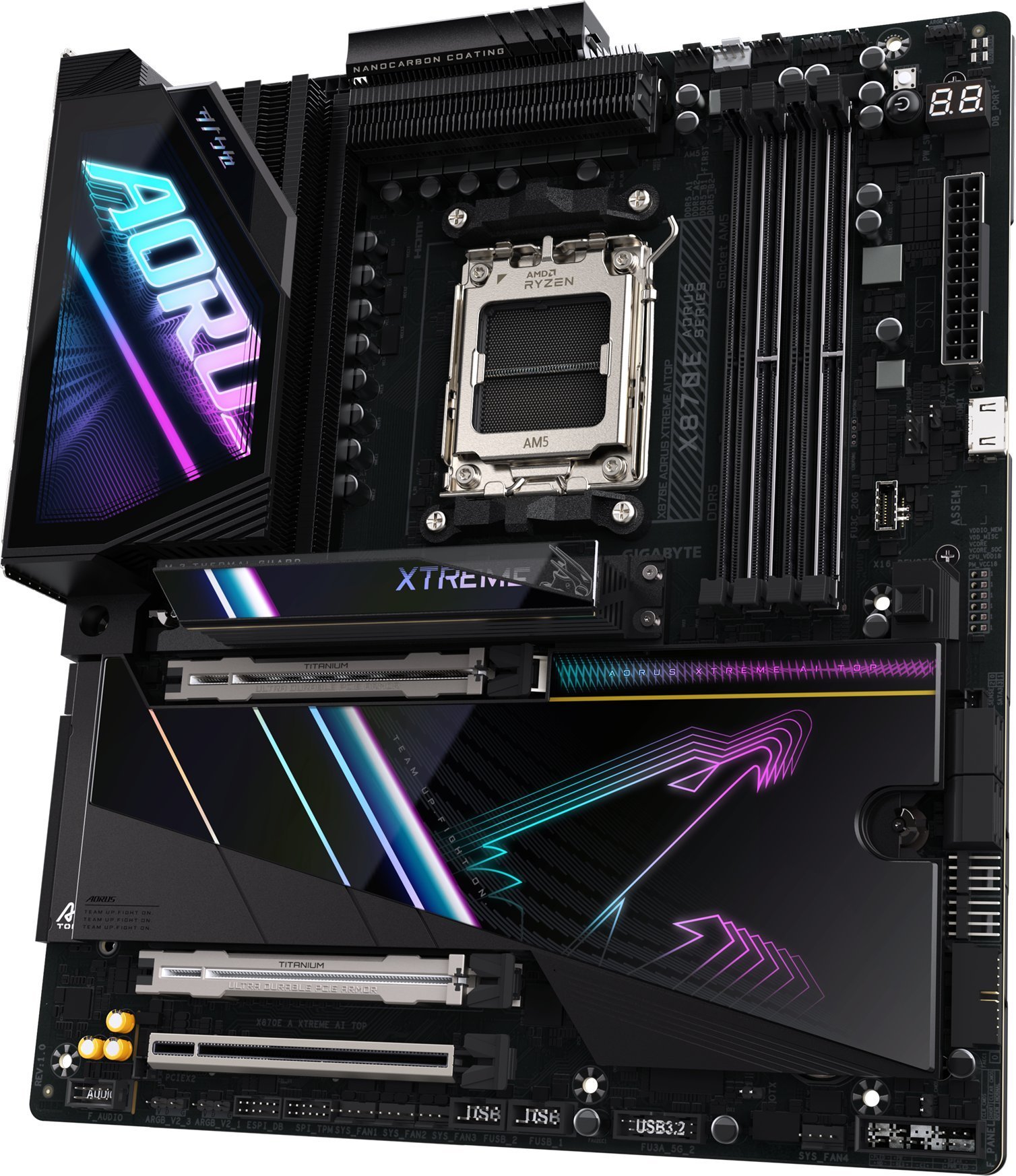 Pllakë amë Gigabyte X870E Aorus Xtreme AI Top, DDR5 8800MHz OC, PCIe 5.0 M.2, e zezë