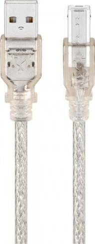 USB 2.0 Hi Speed кабел A во B, 3 m, проѕирен
