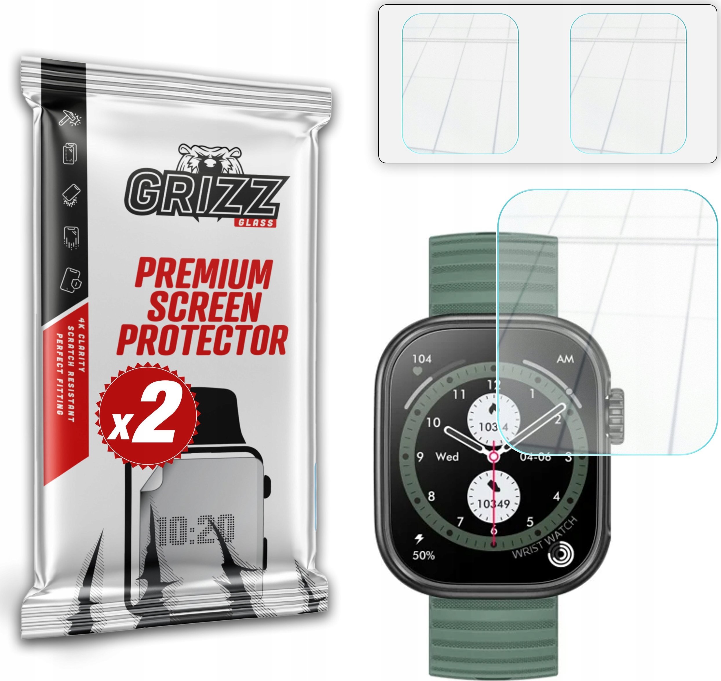 Set xham mbrojtës hibrid Grizz për MyPhone Watch Tool, 2 copë, transparent