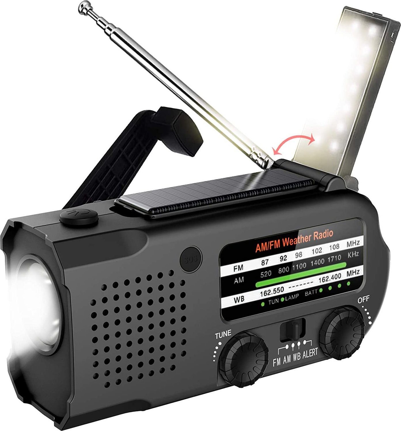 Radio emergjence Mozos ER-01, 5000mAh, energji diellore dhe dinamo, jeshile