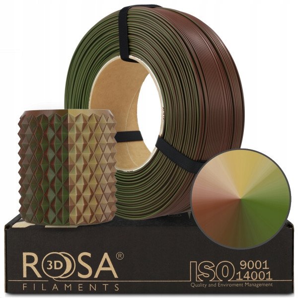 Filament 3D PLA Rosa3D Magic Silk Army, 1.75mm, 1kg, ngjyrë jeshile kafe bezhë me shkëlqim