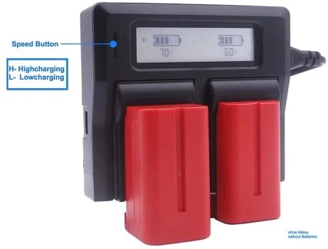 Karikues baterish Baxxtar Pro LCD Dual për Canon LP-E6, USB C, ekran LCD, i zi