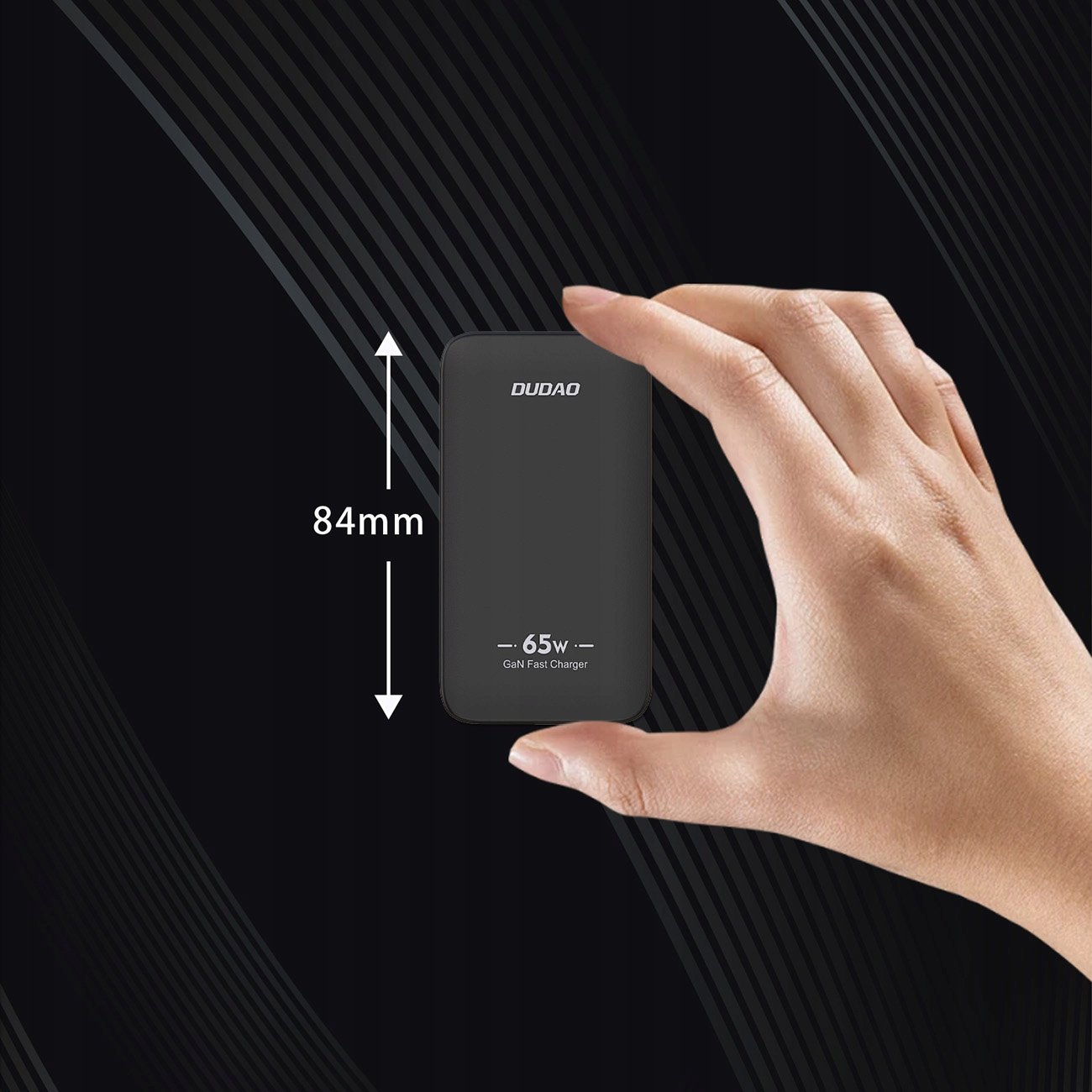 Полнач за ѕид Dudao GaN A65Q, 65W, USB-A USB-C PD, црн
