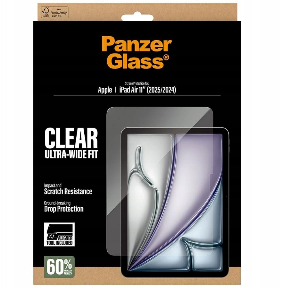 Mbrojtës ekrani PanzerGlass iPad Air 11 2025, xham i kalitur, FastFit, transparent