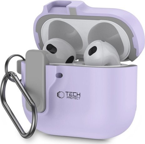 Mbështjellës Tech-Protect Slim Hook për Apple AirPods 4, poliikarbonat, me karabinë, lejla