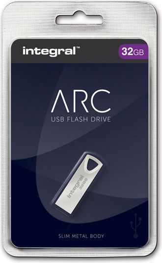 USB flash Integral ARC, 32GB, USB 2.0, metalik argjendtë