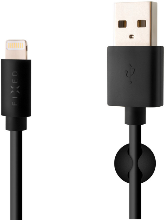 Kabllo për të dhëna dhe karikim FIXED me lidhës Lightning, 2 m, MFI, 2.4A, e zezë