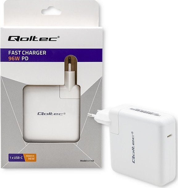 Karikues rrjeti Qoltec FAST, 96W, USB C PD, i bardhë