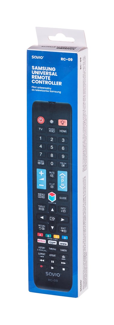 Pilot universal Savio RC-09, për Samsung Smart TV, me infrakuq, i zi
