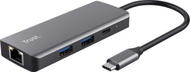 Docking station Trust Multi-port USB-C 24968, HDMI 4K, 2x USB 3.0, gri alumini