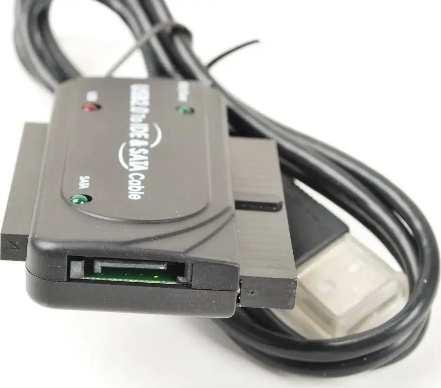 Adapter USB 2.0 PremiumCord IDE SATA, me kabllo, me furnizim shtesë me rrymë, i zi
