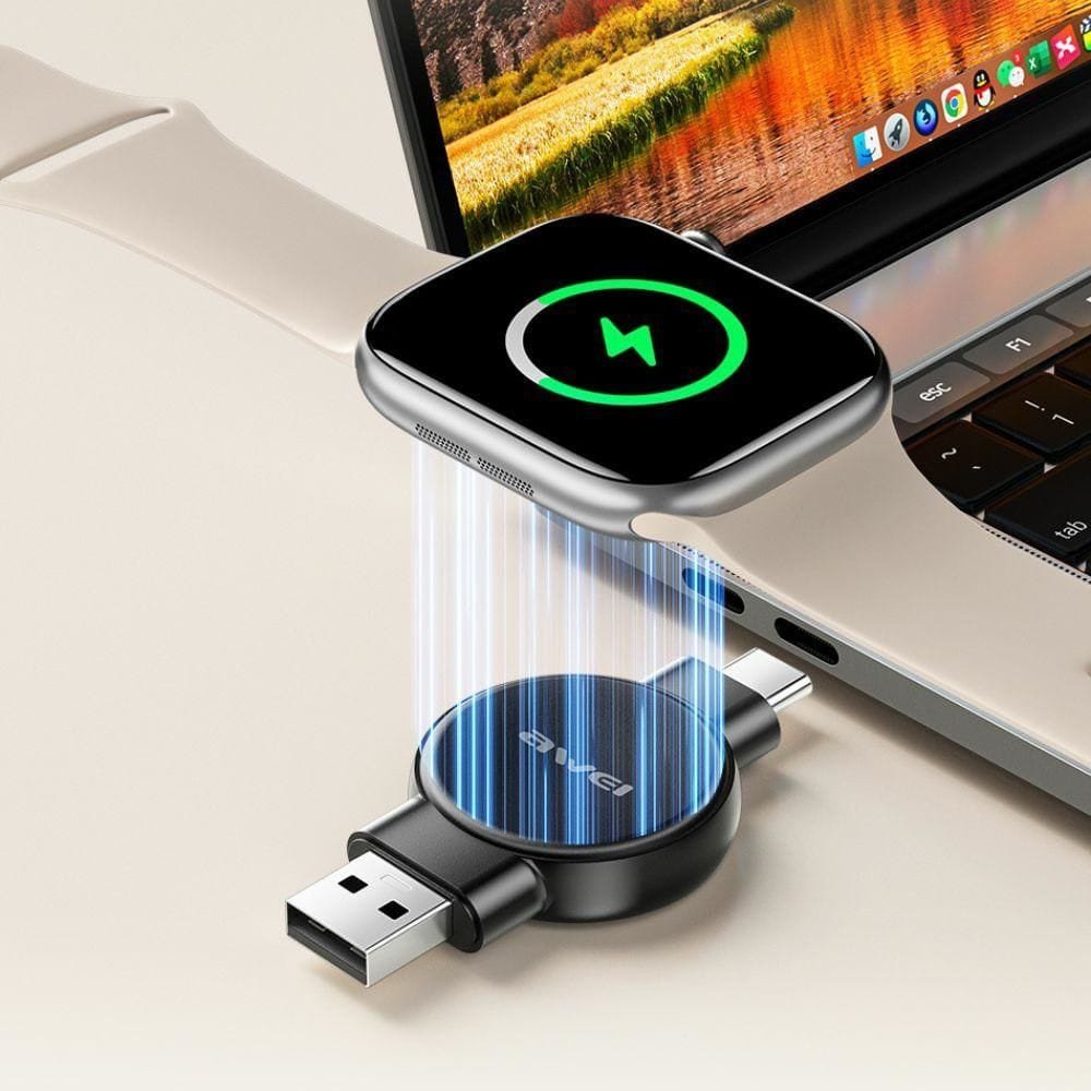 Karikues magnetik për smartwatch Awei W26, për Apple dhe Samsung Watch, i zi