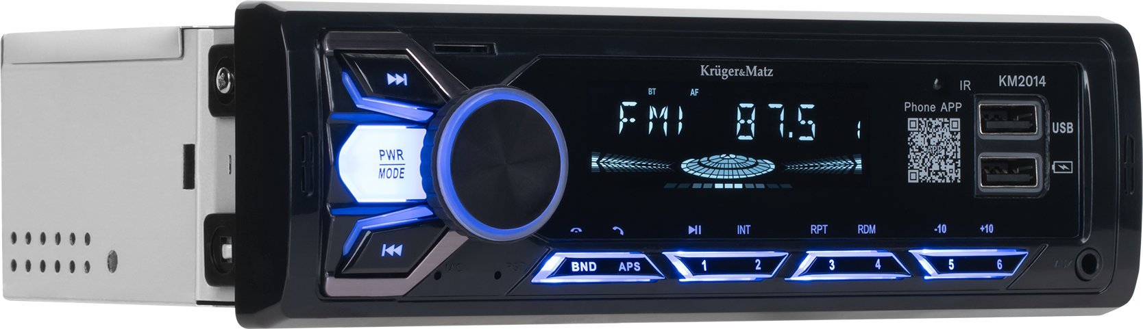 Radio makine Kruger&amp;Matz KM2014, 1DIN, USB Bluetooth, e zezë