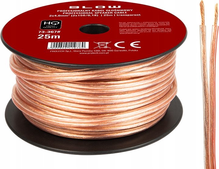 Kabllo audio Volume High, 2x4,00mm, 25m, transparente