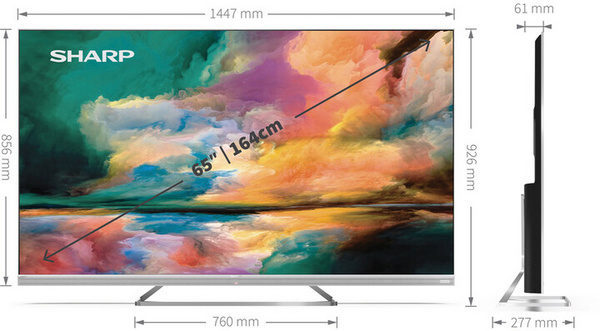 Televizor Sharp 65EQ4EA, 65" (164cm), 4K UHD, i argjendtë