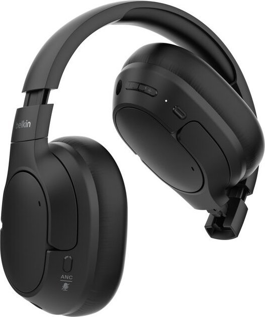 Kufje wireless Belkin AUD008HQBK, mbi veshë, Bluetooth USB Type C, të zeza