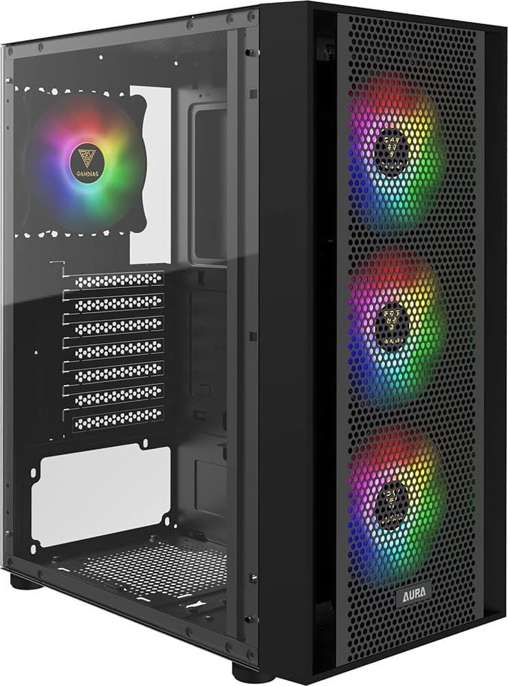 Kasë Gamdias Aura GC2 ARGB (16332-12423-40000-G), e zezë