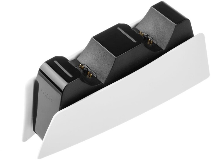 Stacion karikimi FIXED për dy kontrollues DualSense PlayStation 5 wireless, i zi / bardhë