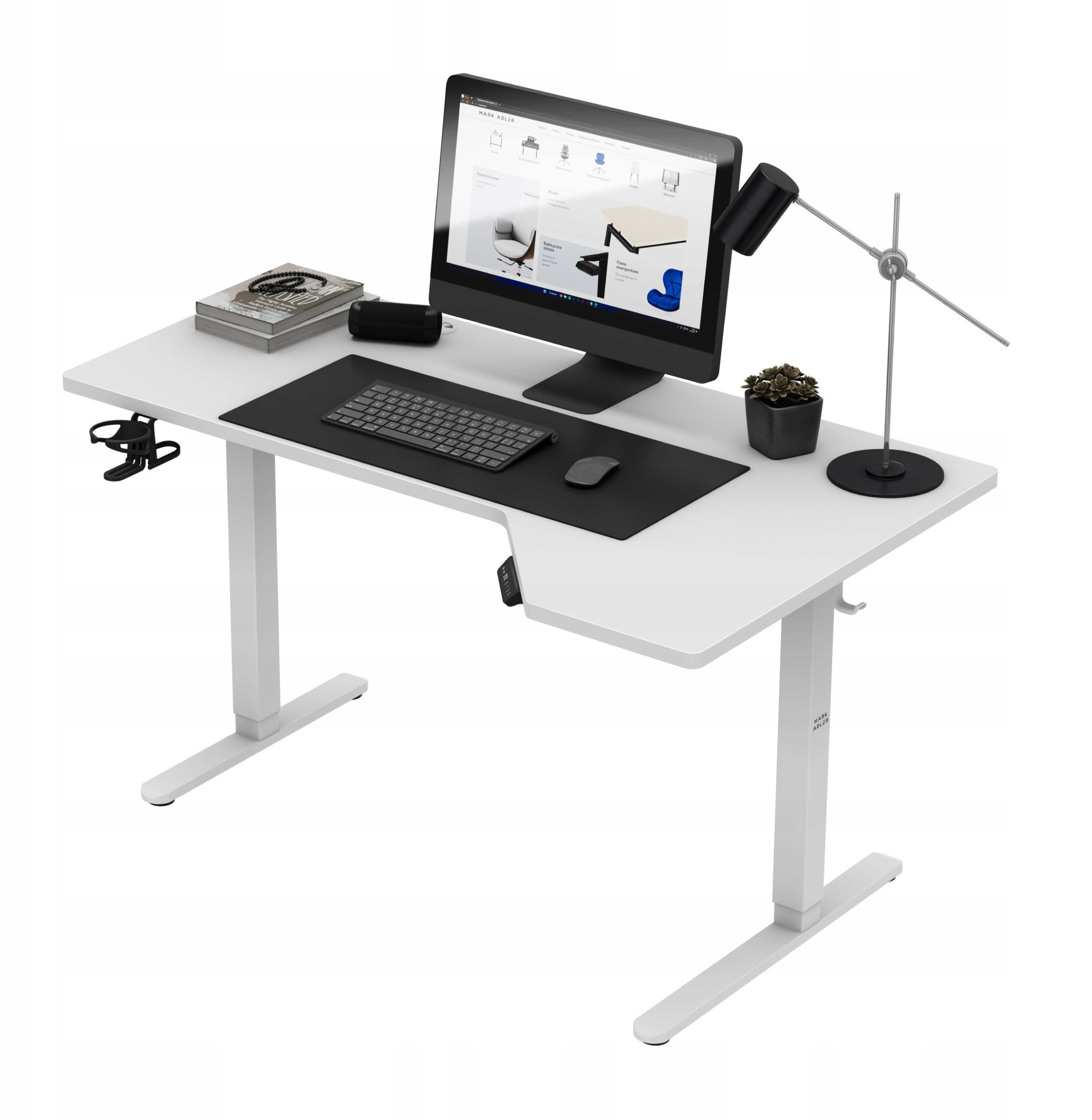 Tavolinë elektrike Mark Adler Leader 9.1, lartësi e rregullueshme, USB A dhe USB C, e bardhë